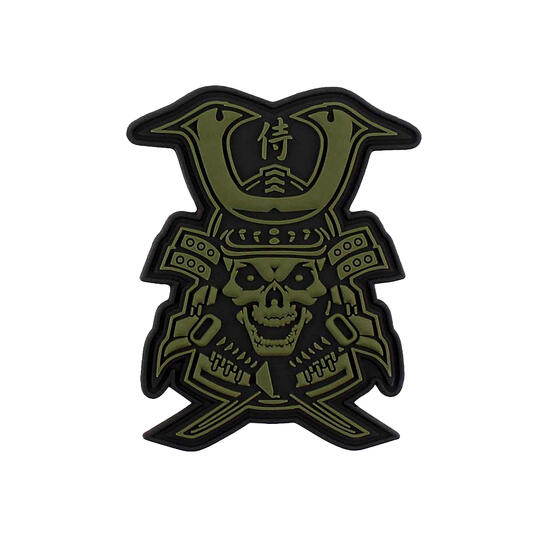 101 INC 3D PVC Samurai Skull Patch green