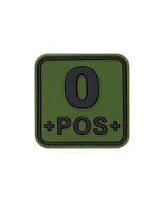 Bloodtype Square Rubber Patch 0 Pos Olive Green