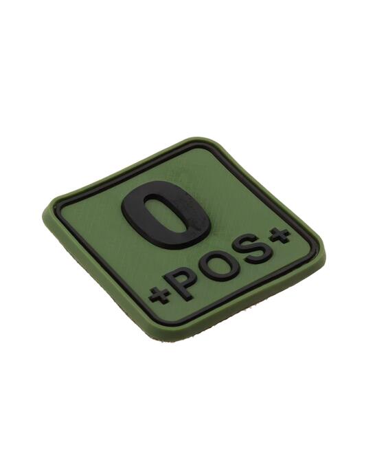 Bloodtype Square Rubber Patch 0 Pos Olive Green