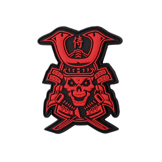101INC 3D PVC Samurai Skull Patch Red