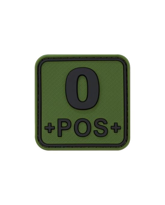 Bloodtype Square Rubber Patch 0 Pos Olive Green