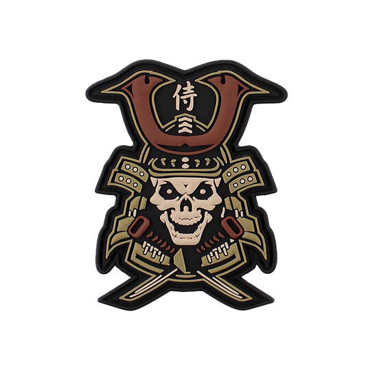 101 INC 3D PVC Samurai Skull Patch khaki