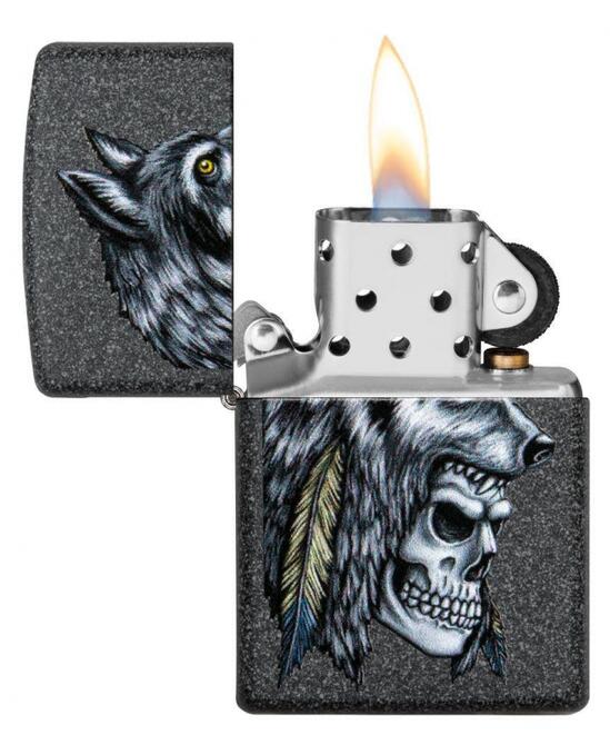 Zippo Запалка Wolf Skull Feather Design